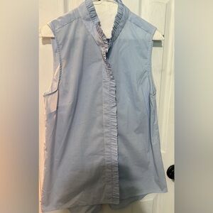 ANTONIO MELANI Medium Light Blue Striped Button Up Sleeveless Top